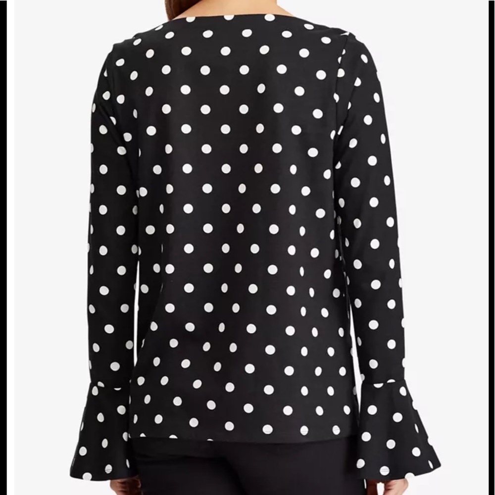 Lauren Ralph Lauren Polka-Dot Bell-Sleeve Cotton Top  size 2X - Picture 8 of 9